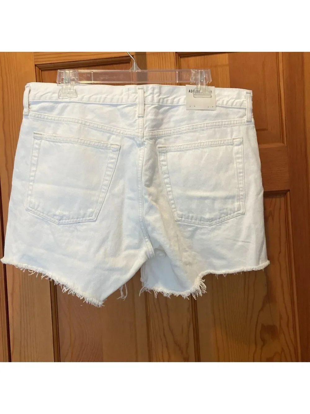 NWT Agolde Parker Long Short Loose Fit Button-Fly Denim Shorts in White Size 31